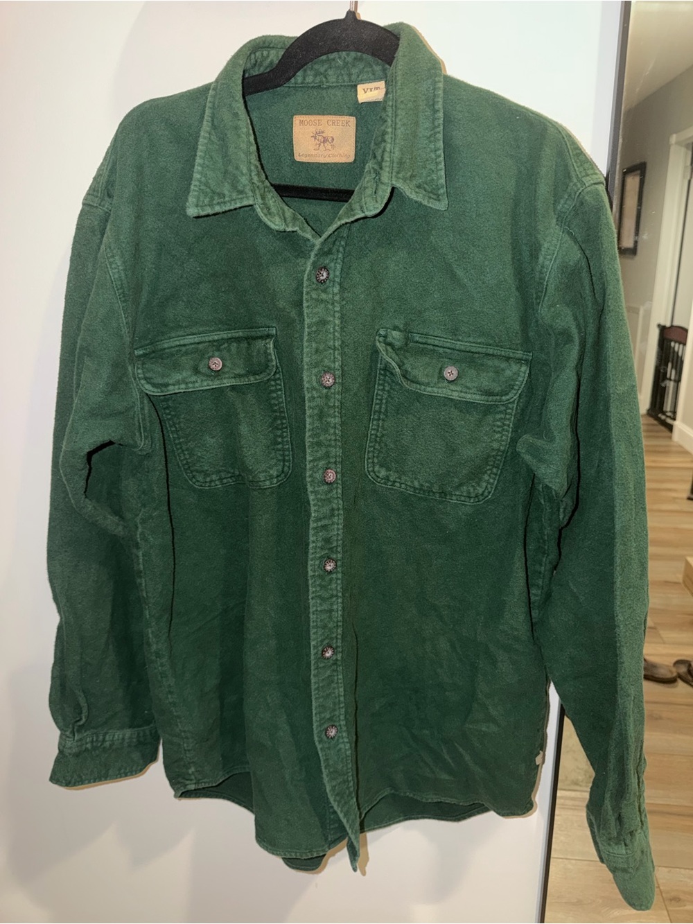 Moose Creek flannel Chamois Shirt Men XLT Green Cotton Workwear Outdoors